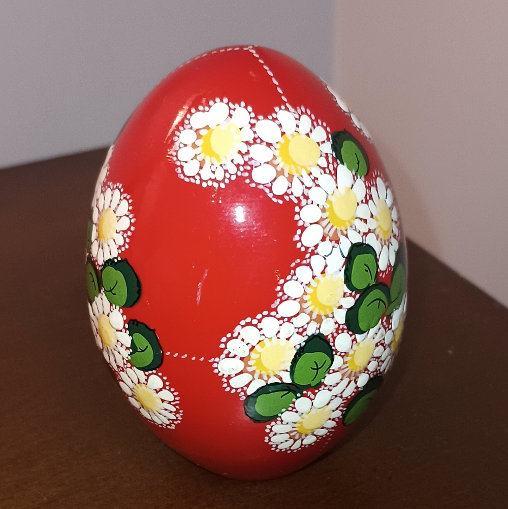 Red Decorative Easter Egg with Floral Design Hand Made‎ Poland - Picture 5 of 5